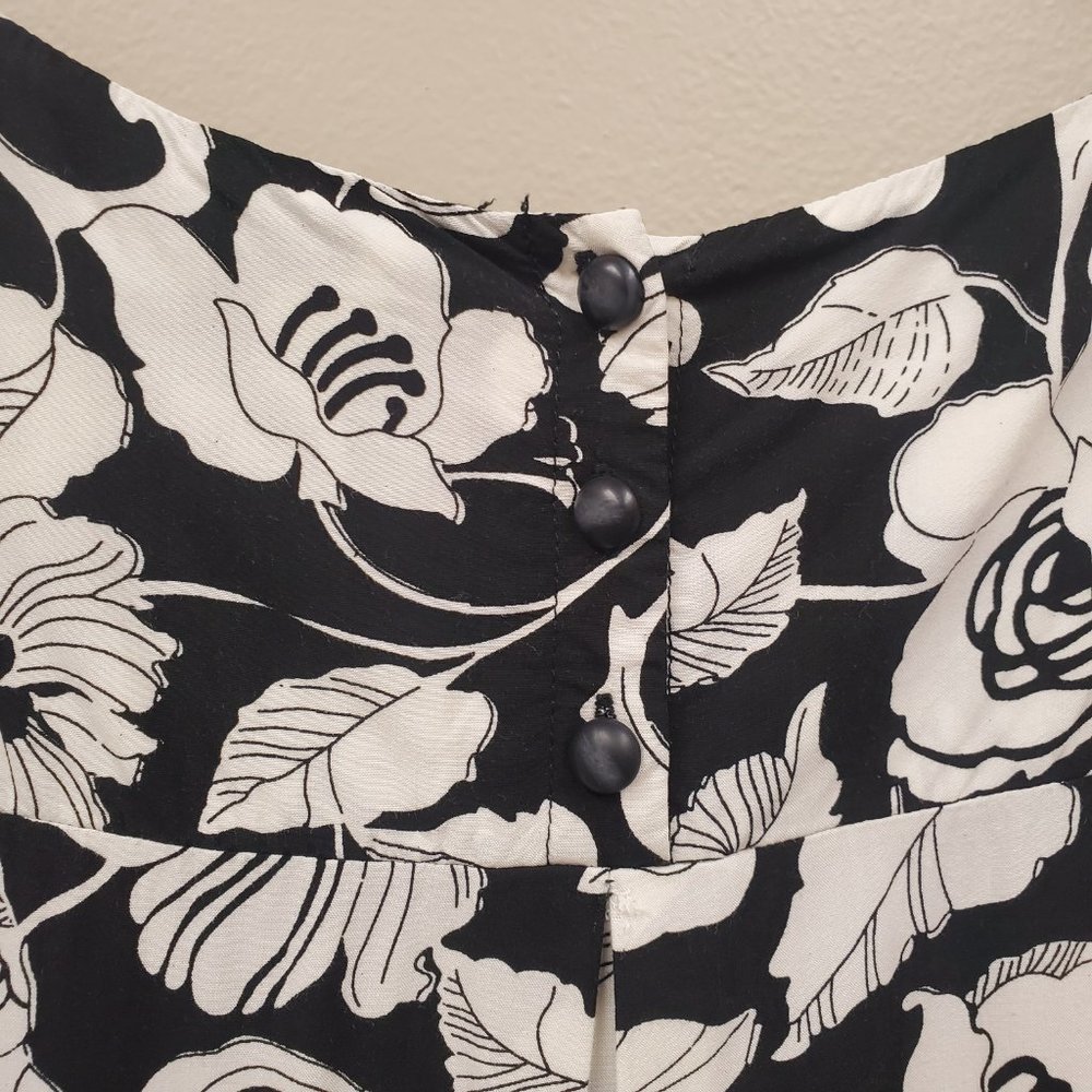 Anthropologie Maeve Black & White Floral Shift Dress Size 8 - Picture 6 of 10